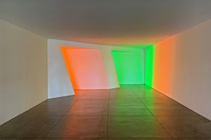 Dan Flavin, 'untitled (Marfa project)' (1996). Permanent collection, the Chinati Foundation, Marfa, Texas. © 2020 Stephen Flavin / Artists Rights Society (ARS), New York. Photo: Georges Armaos.